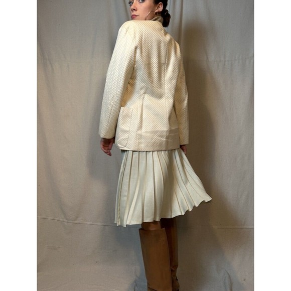 Vintage Perry Ellis Women's Beige Blazer Jacket, Size 8 Checkered - Picture 9 of 12